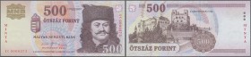 Hungary: Pair of the 500 Forint 2008 Specimen, P.196bs, both with red overprint ”MINTA” in UNC condition (2 pcs.)