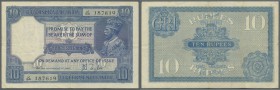 India: 10 Rupees ND(1917-30) with Signature Taylor, P.7b, very nice looking note with a few folds, staple holes at upper and lower left and a few othe...