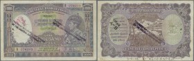 India: 1000 Rupees ND(1937) P. 21a BOMBAY issue, interesting with 3 ”Payment Refused Under Orders Of the Central Government” stamp cancellations, used...
