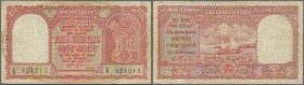 India: 10 Rupees ND ”Gulf Issue” P. R3, used with folds and creases, 2 pinholes at left, no repairs, not washed or pressed, original as taken from cir...