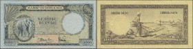 Indonesia: 1000 Rupiah 1957 P. 53, used with folds and creases but still crispness in paper and original colors, condition: VF.