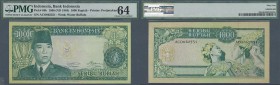 Indonesia: 1000 Rupiah 1960 P. 88b, condition: PMG graded 64 Choice UNC.