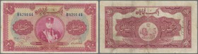Iran: Bank Melli Iran 20 Rials SH1311 (1932), P.20, several folds and lightly stained paper, tiny repaired hole at center. Condition: F