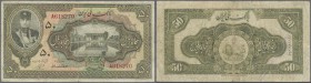 Iran: Bank Melli Iran 50 Rials SH1311 (1932), P.21, toned and lightly stained paper with several folds and tiny border tears at right border and lower...