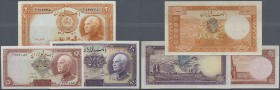 Iran: set of 3 notes containing 5 Rials 1938 P. 32Aa (aUNC), 10 Rials 1942 P. 33Ad (UNC) and 20 Rials 1942 P. 34Af (pressed VF+), nice set. (3 pcs)