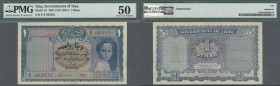 Iraq: 1 Dinar 1931, P.15, PMG graded 50 About Uncirculated