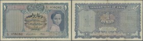 Iraq: 1 Dinar ND(1941), P.15, vertical fold at center with tiny tears at upper and lower margin, Condition: VF