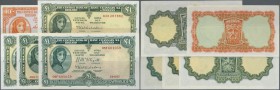 Ireland: Central Bank of Ireland set with 5 Banknotes comprising 10 Shillings June 6th 1968 P.63 (VF+), 1 Pound June 12th 1957 P.57d (VF), 1 Pound Apr...