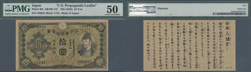 Japan: U.S. Propaganda Leaflet note 10 Yen ND(1945) in condition: PMG graded 50 ...