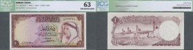 Kuwait: 1 Dinar L.1960 P. 3, condition: ICG graded 63 UNC.