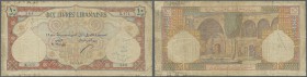 Lebanon: Banque de Syrie et du Liban 10 Livres 1950, P.50a, small border tears with lightly yellowed paper and a few spots. Condition: F