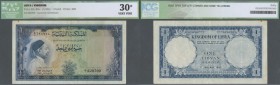 Libya: 1 Pound Kingdom of Libya 1952 P. 16, ICG graded 30* Very Fine.