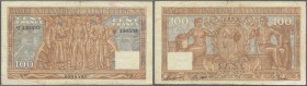 Luxembourg: 100 Francs 1947 P. 12, used with several folds, some softness in paper, a center hole, 5mm tear at upper border but still original colors,...