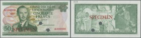 Luxembourg: 50 Francs ND P. 55ct Color Trial in green color, with Specimen overprint, slight dints at left and right border, never folded, great color...