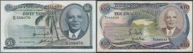 Malawi: Set with 3 Banknotes 1960's/70's containing 50 Tambala, 1 Pound and 10 Kwacha, P.3, 9, 21 in condition: F to VF (3 pcs.)