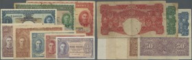 Malaya: set of 8 notes containing 1, 5, 10, 20 and 50 Cents 1941 and 1, 5 and 10 Dollars 1941 P. 6-13. All notes used with folds some with stains but ...