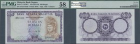Malaysia: 100 Ringgit ND(1972-76) P. 11 in condition: PMG graded 58 Choice aUNC.