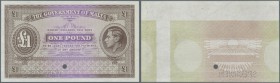 Malta: 1 Pound ND Color Trial P. 14ct with Specimen perforation at lower border, crisp original paper, just a very light trace of attachment to presen...