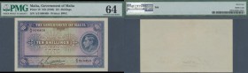 Malta: 10 Shillings ND(1940) P. 19 in condition: PMG graded 64 Choice UNC.