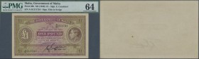 Malta: 1 Pound ND(1940) P. 20b in condition: PMG graded 64 Choice UNC.
