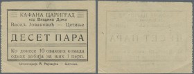 Montenegro: 10 Para regional voucher from Montenegro coffee shop ”Zarigrad” ND, P.NL, almost perfect condition with tiny spot at upper margin on front...