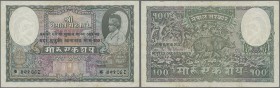 Nepal: Shri Nepal Sarkar (Government of Nepal) - National Treasury (Sadar Muluki Khana) 100 Mohru ND(1953-56), P.7, rusty spots, some minor folds and ...