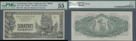 Netherlands Indies: 100 Rupiah 1944 P. 132a, condition: PMG graded 55 aUNC.