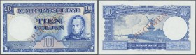 Netherlands: 10 Gulden 1945 Specimen P. 75s, two traces of paper clip at upper left, condition: aUNC.