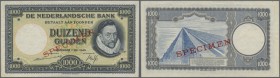 Netherlands: 1000 Gulden 1945 Specimen P. 80s, rare note in great condition with only light dints at upper border: aUNC.