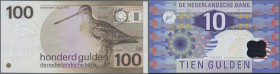 Netherlands: set of 2 notes 100 Gulden 1977 & 10 Gulden 1997 P. 97, 99, both in condition: UNC. (2 pcs)