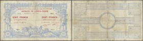 New Caledonia: 100 Francs 1914 Noumea Banque de l'Indochine P. 17, used with strong vertical and horizontal folds, pressed, partly fixed by profession...