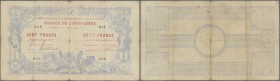 New Caledonia: 100 Francs 1914 Noumea Banque de l'Indochine P. 17, dated 11.03.1914, stronger used with strong folds, center hole, minor border tears,...
