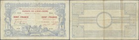 New Caledonia: 100 Francs 1914 Noumea Banque de l'Indochine P. 17, with block letter P.13 which is the last issue of this note, this example used with...
