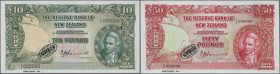 New Zealand: very rare Set of 5 SPECIMEN banknotes from 1 to 10 Pounds ND(1940-55) signature Hanna, first type issue, P. 158as-162as, the 10 Shillings...