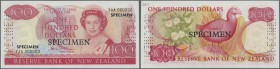 New Zealand: 100 Dollars ND(1981-89) SPECIMEN with signature: Hardie, P.175s, laminated Specimen in UNC condition