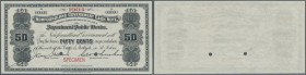 Newfoundland: 50 Cents ND Specimen P. A5s with small red ”Specimen” overprint at lower border, larger top border (from original sheet), zero serial nu...