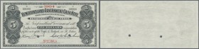 Newfoundland: 5 Dollars ND Specimen P. A8s with small red ”Specimen” overprint at lower border, larger top border (from original sheet), zero serial n...