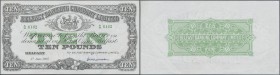 Northern Ireland: 10 Pounds 1965 P. 128c, crisp original paper, unfolded, only 4 light creases in paper, condition: XF+ to aUNC.