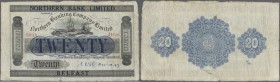 Northern Ireland: 20 Pounds 1921 P. 174, Northern Bank Limited, used with folds and creases, some staining at borders, no holes but a 2cm tear at lowe...