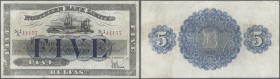 Northern Ireland: 5 Pounds 1929 P. 179, Northern Bank Limited, several light folds in paper, pressed, a few pinholes but no tears, condition: F- to F.