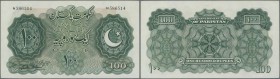 Pakistan: set of 2 CONSECUTIVE notes 100 Rupees ND(1948) P. 7 with serial numbers #586513-#586514, both in similar condition with one light diagonal b...