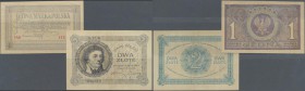 Poland: set of 2 banknotes 1 Marka 1919 P. 19 (XF) and 2 Marka 1919 P. 52 (VF+ with center fold), nice set. (2 pcs)