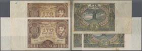 Poland: Set with 3 Banknotes 100 Zlotych 1932 P.74a (F-) and 100 Zlotych 1934 P.75a with watermark ”100 Zł” (VF) and 100 Zlotych 1934 P.75b with water...