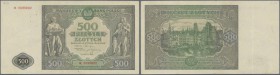 Poland: 500 Zlotych 1946, P.121, lightly toned paper with a few folds and tiny spots. Condition: VF-