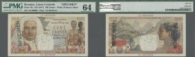 Réunion: 100 Francs ND(1947) Specimen P. 45s in condition PMG graded 64 Choice UNC.