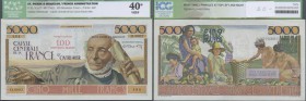 Saint Pierre & Miquelon: 100 NF on 5000 Francs ND(1961) P. 35, condition: ICG graded 40* VF/EF.