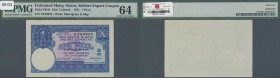 Sarawak: Federated Malay States, Rubber Export Coupon, 1 Picul 1941 P. NL, FR4c, in condition: PMG graded 64 Choice UNC.