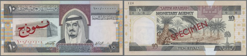Saudi Arabia: rare Specimen of 10 Riyals ND P. 23s, with zero serial numbers, re...