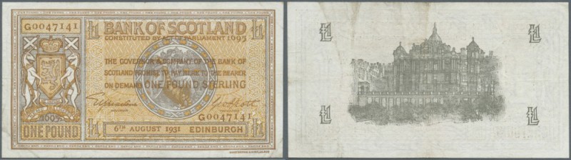 Scotland: 1 Pound 1931 P. 86, normal traces of circulation as folds and creases ...