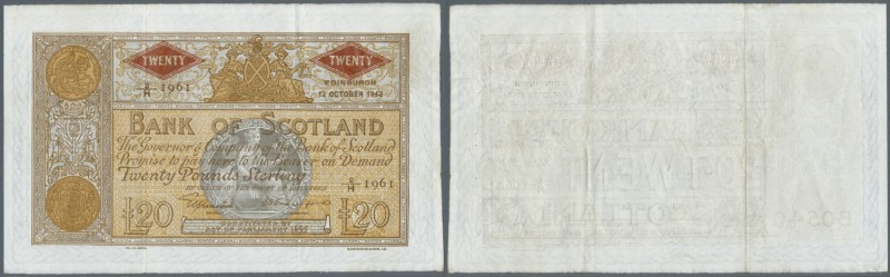 Scotland: 20 Pounds 1942 P. 94c, Bank of Scotland, 2 vertical and one horizontal...